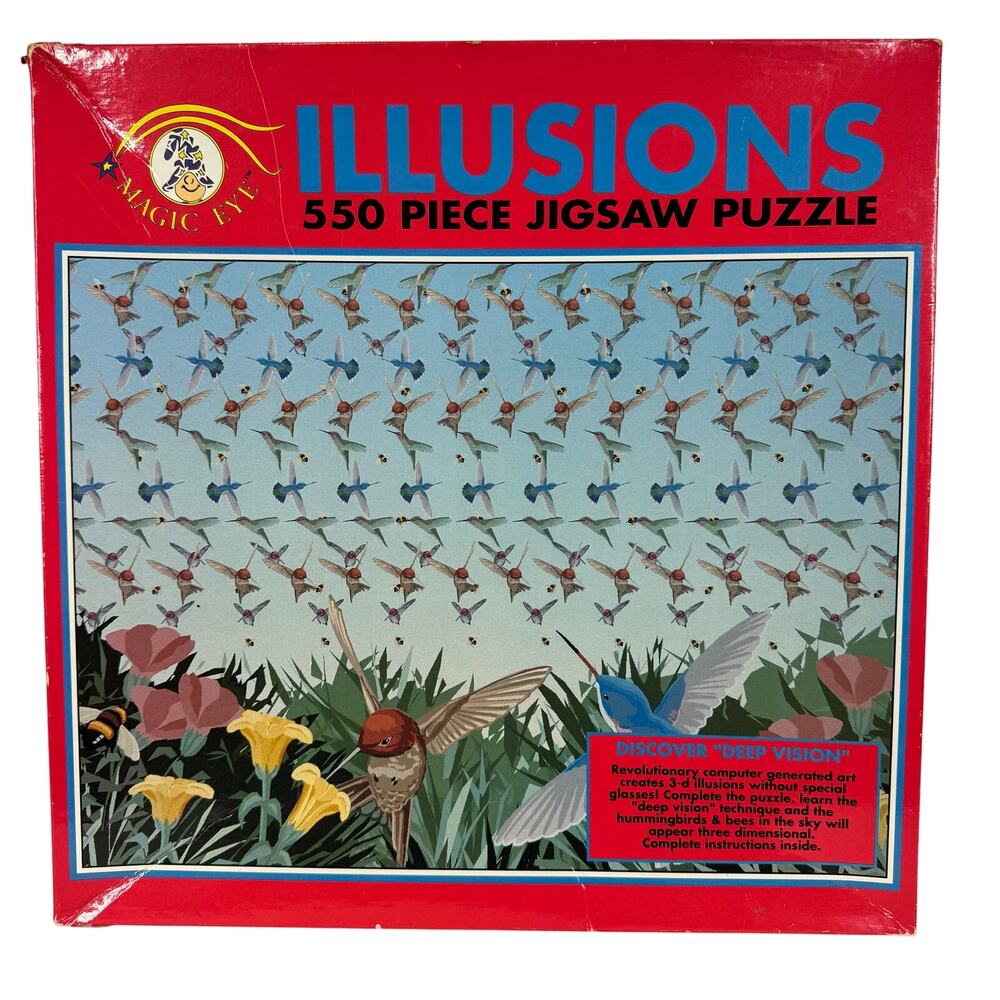 Illusions Magic Eye Ceaco Hummingbirds 550 Piece Jigsaw Puzzle Sealed